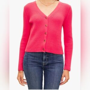 NWT VELVET BY GRAHAM & SPENCER Hydie Textured Cotton Cardigan, Lotus Size L